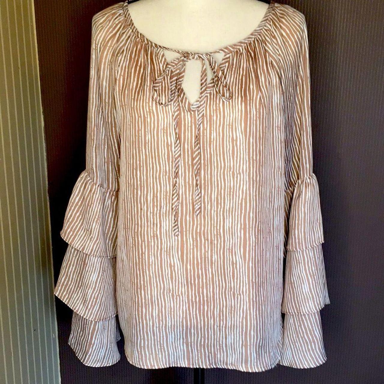 Source Unknown Women's Blouse - Cream/Brown - L –… - image 1