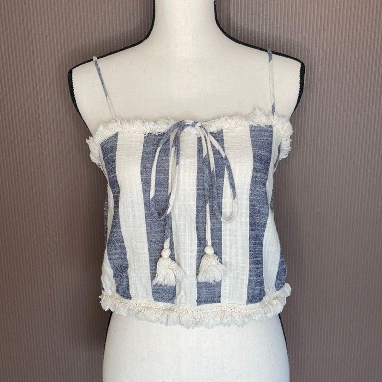 Source Unknown Women's Crop top - Cream/Blue - S … - image 1