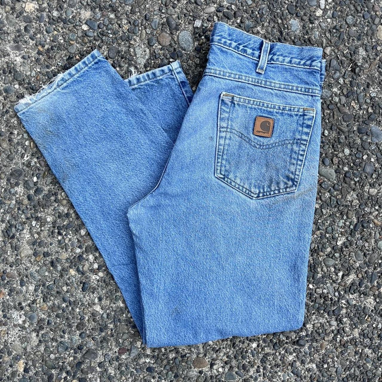 Vintage Carhartt Light Wash Jeans Workwear Denim... - Depop