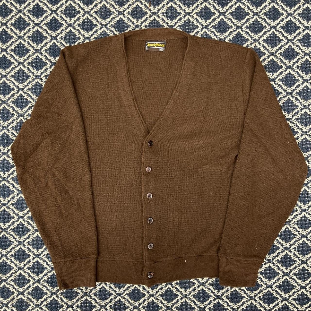 Vintage 60s/70s Sears Cardigan Sweater Brown Earth... - Depop