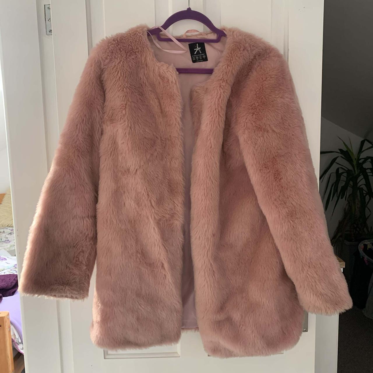 Primark Atmosphere Baby Pink Faux Fur Coat Size UK. Depop