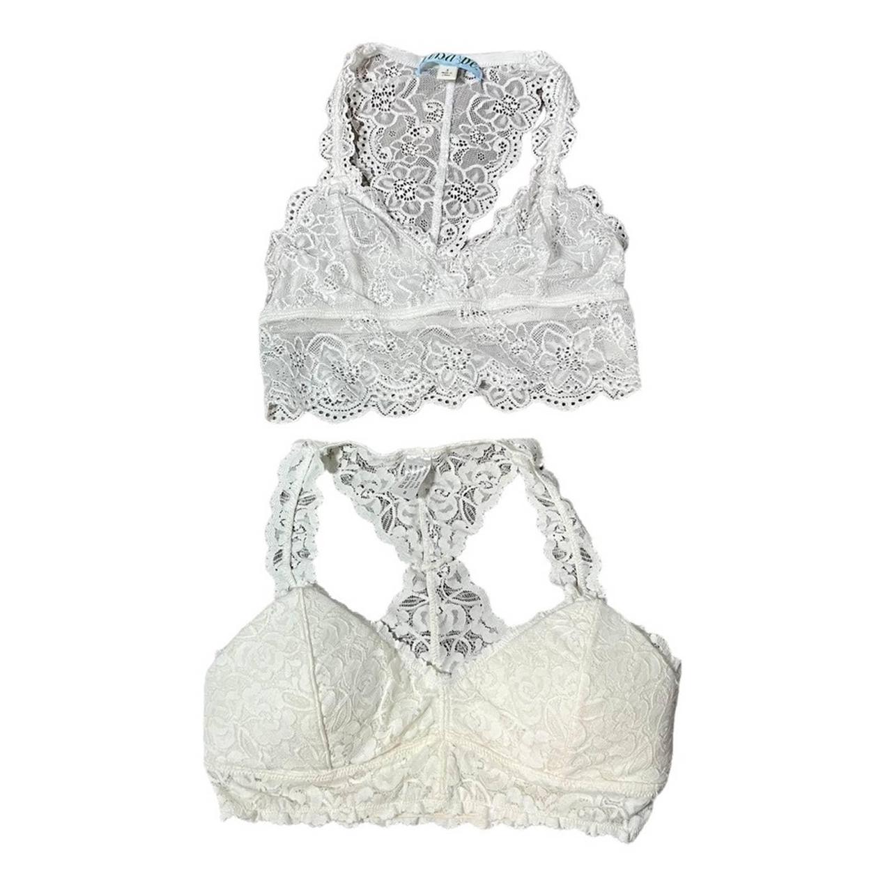 Set of two racorback off white lace bralettes size