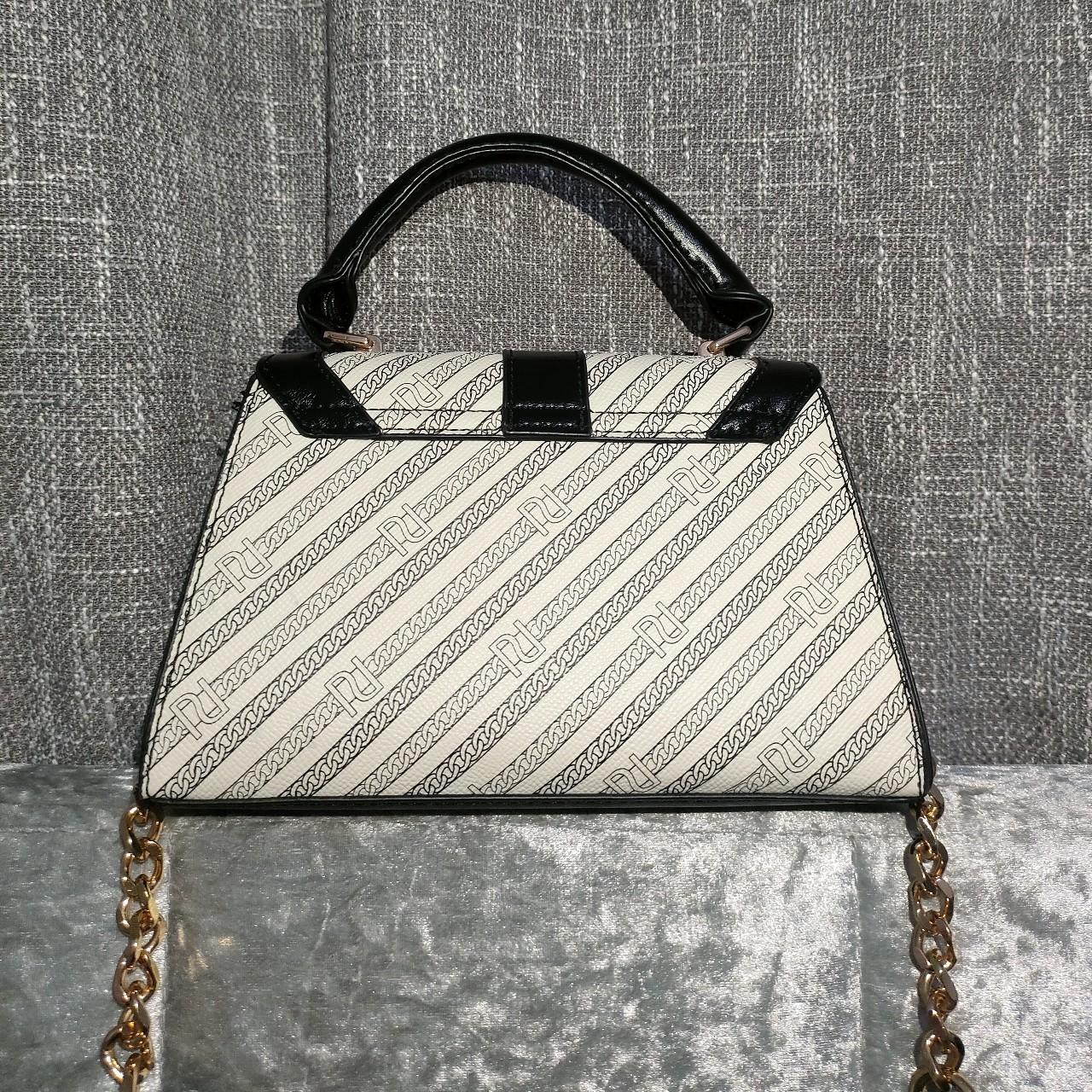 RIVER ISLAND BLACK AND WHITE MONOGRAM CROSSBODY... - Depop