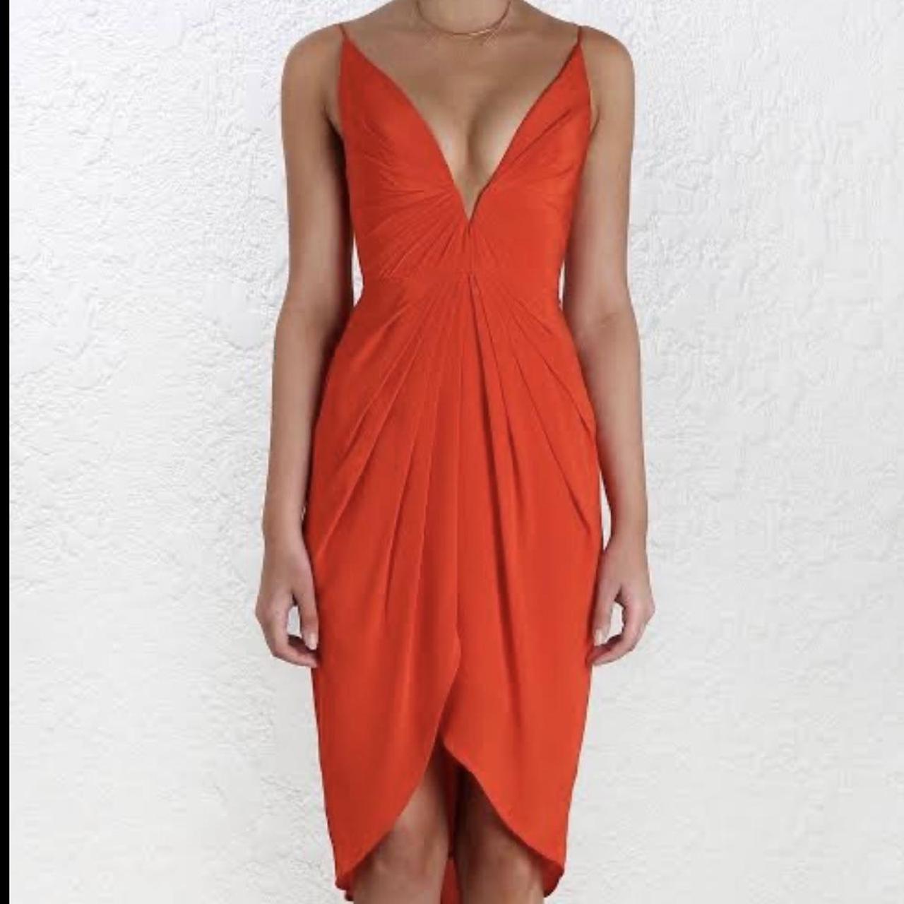 Zimmermann Silk Red Midi V Tuck Dress Excellent. Depop