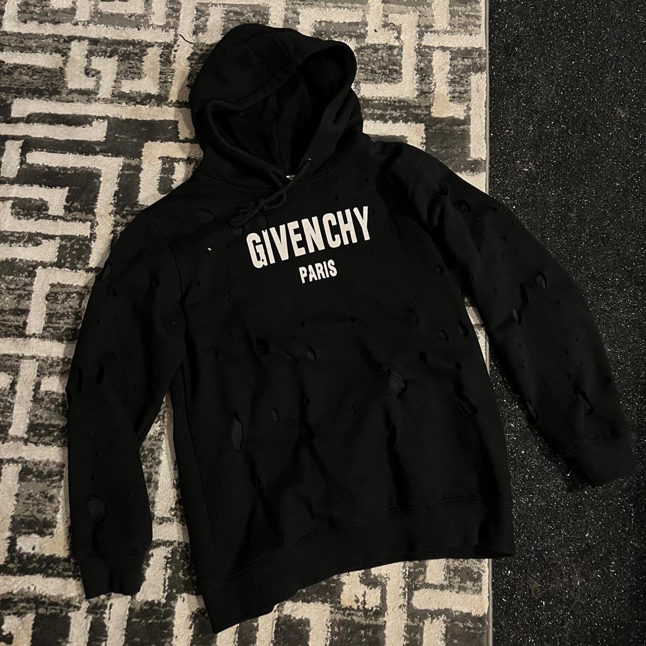 Givenchy distressed hoodie Size Large Black - Depop