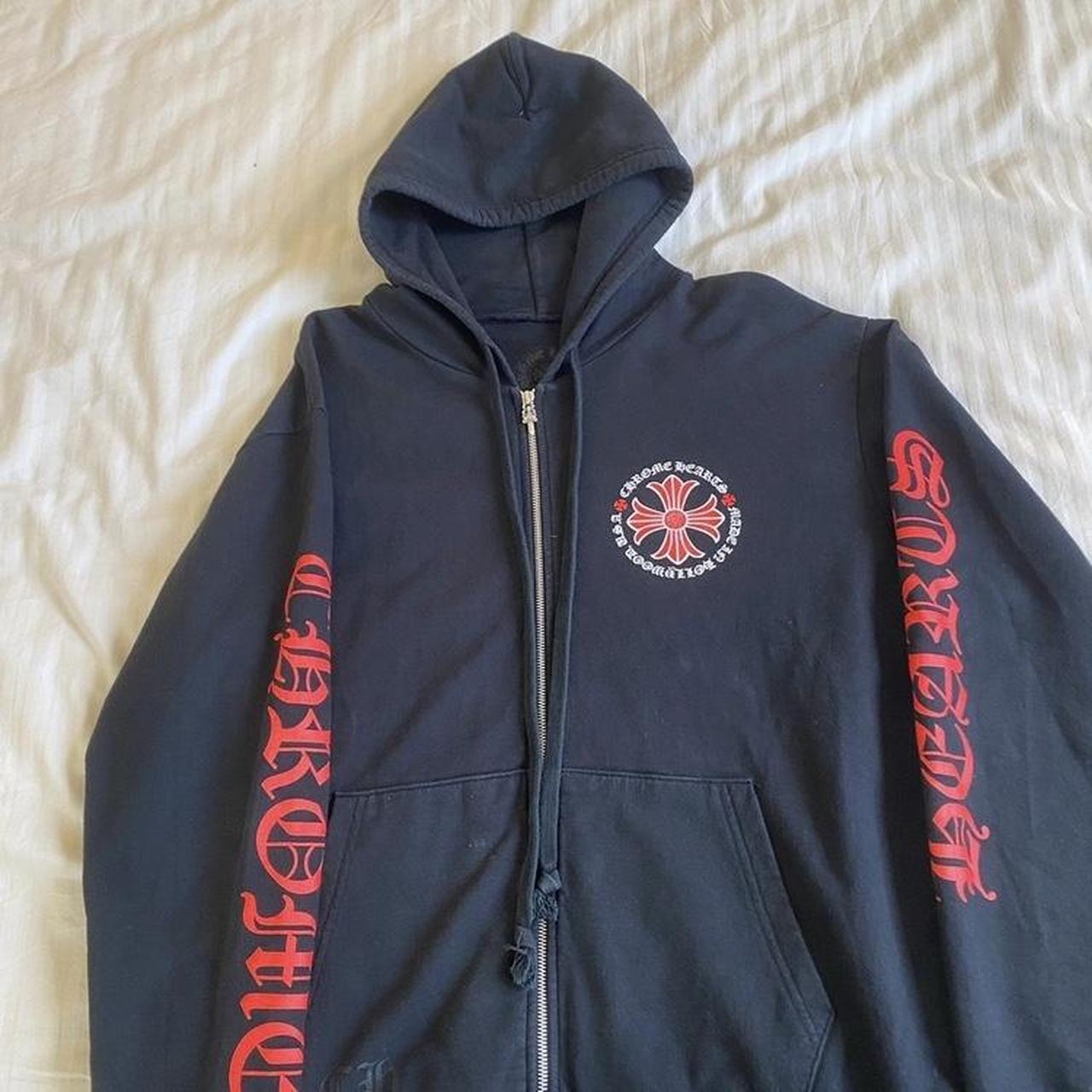 Chrome Hearts Men's Black and Red Hoodie | Depop