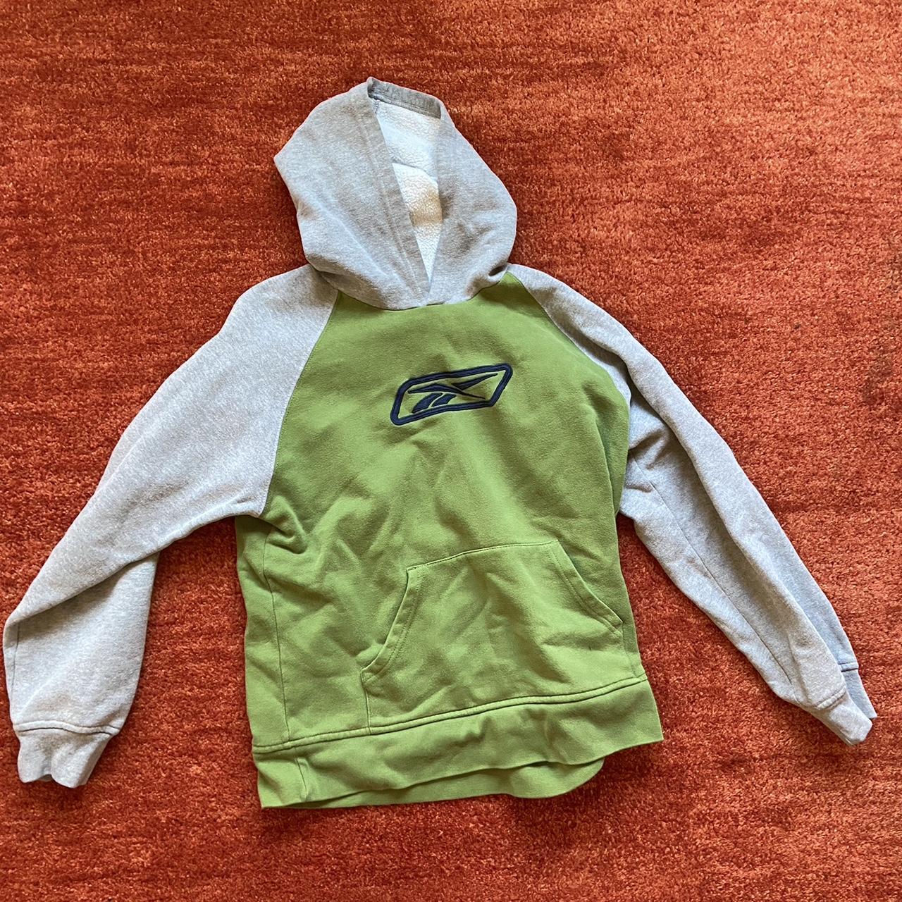 Reebok Women's Green and Grey Hoodie Depop