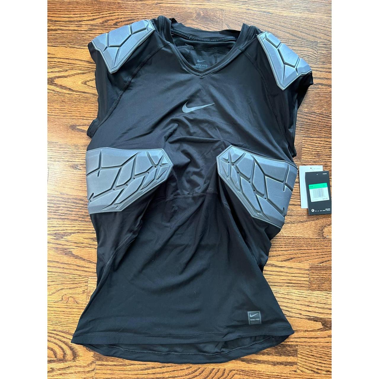 Nike Men's Pro Hyperstrong 4 pad Football Top Black... - Depop