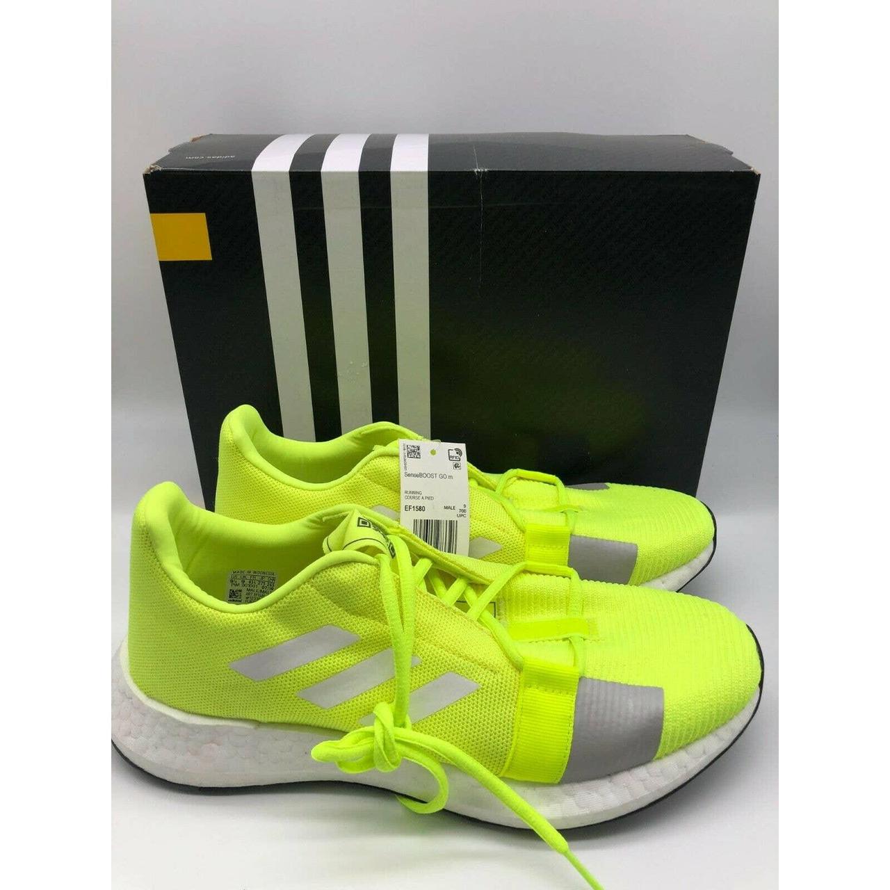 adidas Men's Senseboost GO Running Shoes Neon/Yellow... - Depop