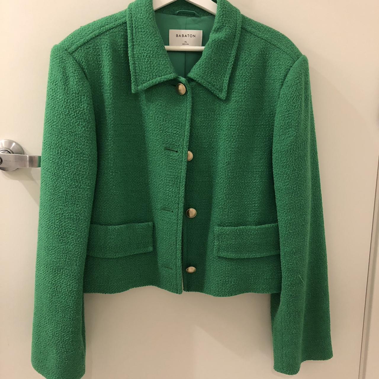 Aritzia Women's Green and Gold Jacket Depop
