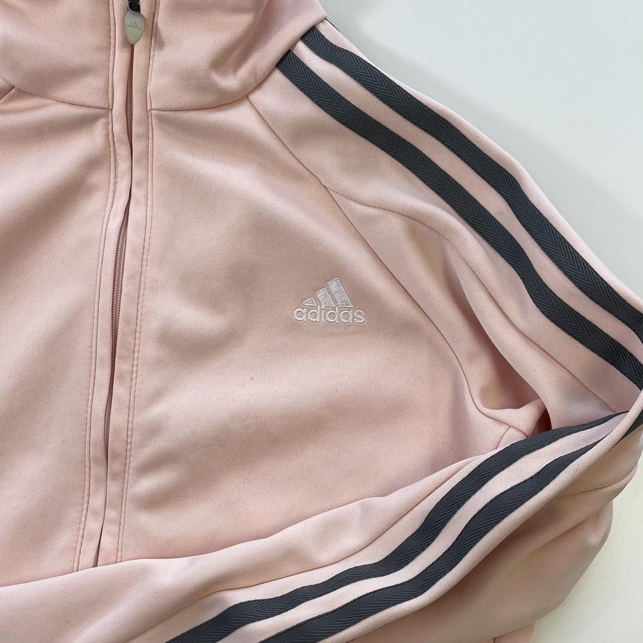 00s baby pink adidas track zip up jacket ! Grey... - Depop