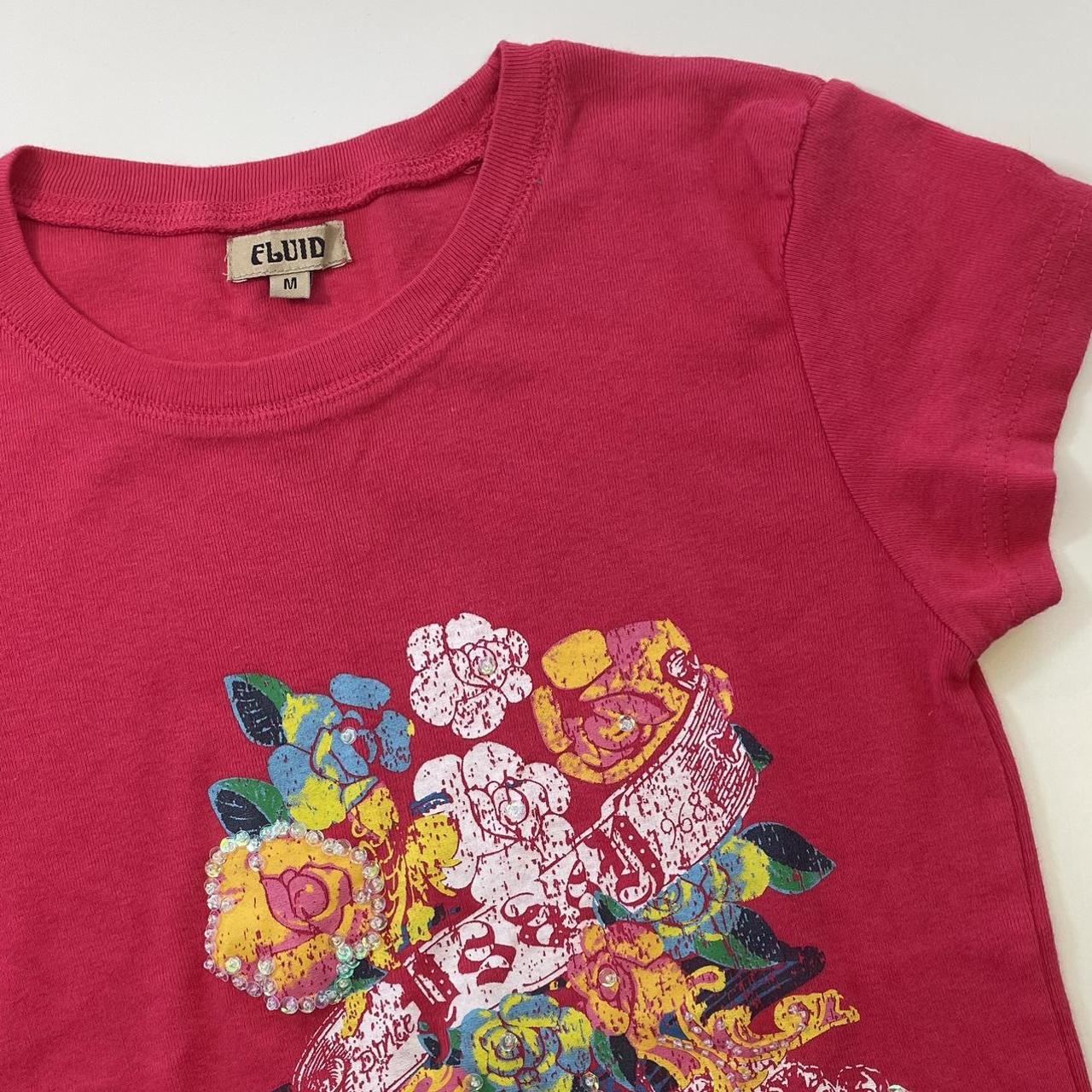00s red graphic baby tee ! Sequin detail over an Ed... - Depop