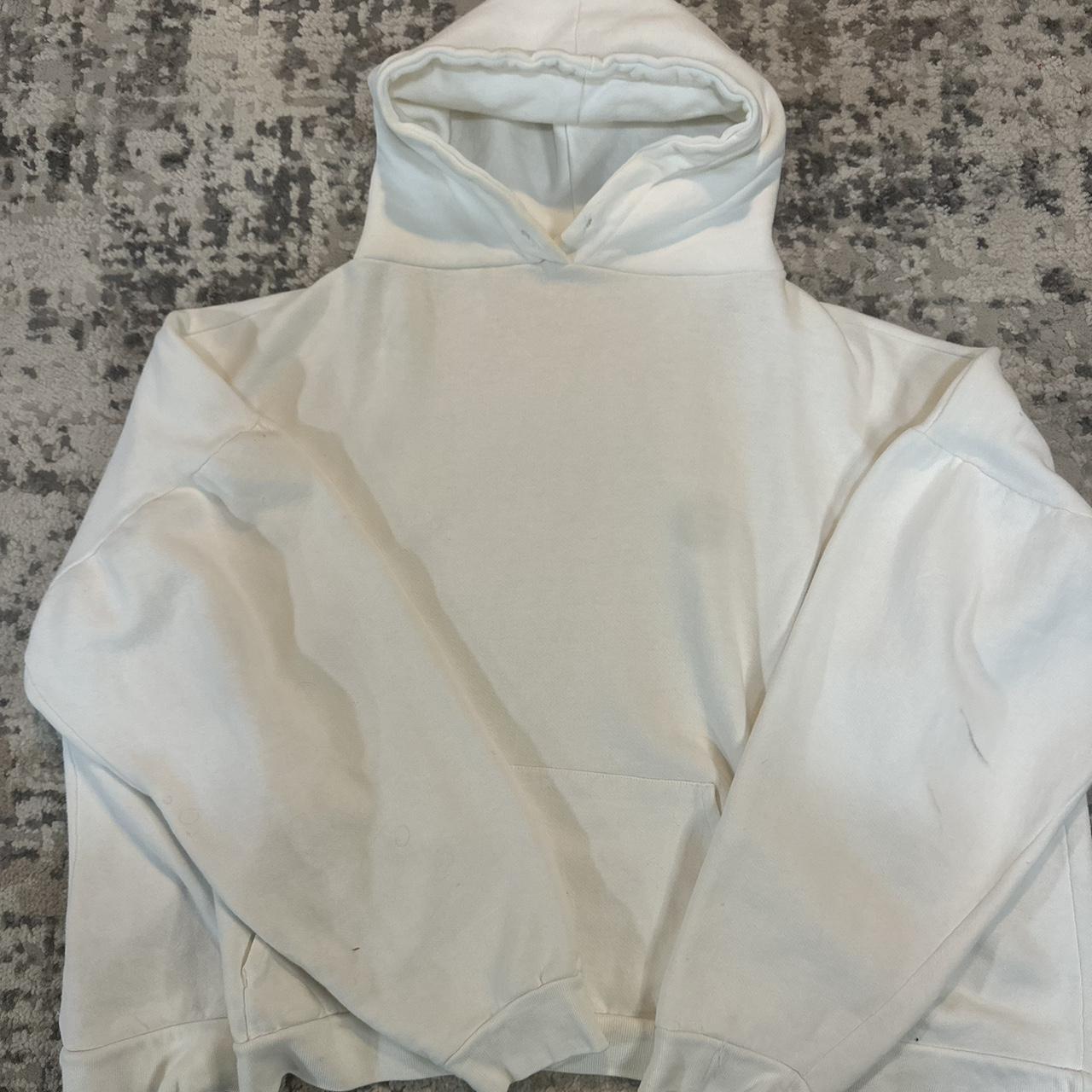 White hoodie really boxy fit Fits like a M - Depop