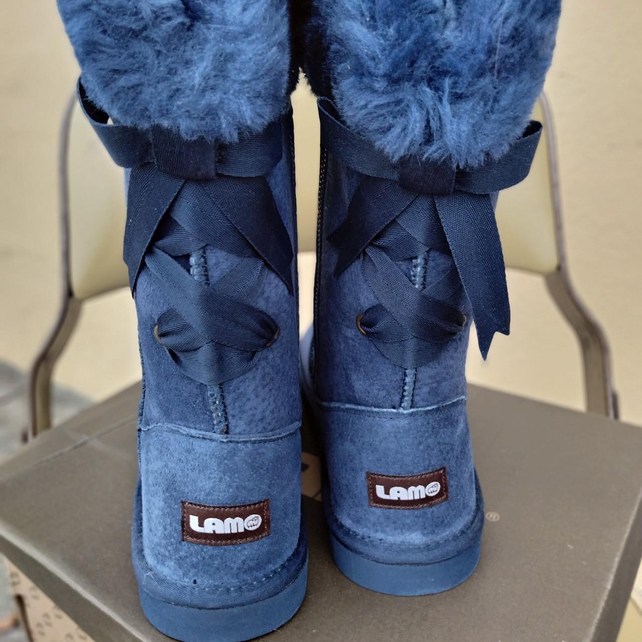 LAMO Adele tall blue boots, size 8, navy blue Depop