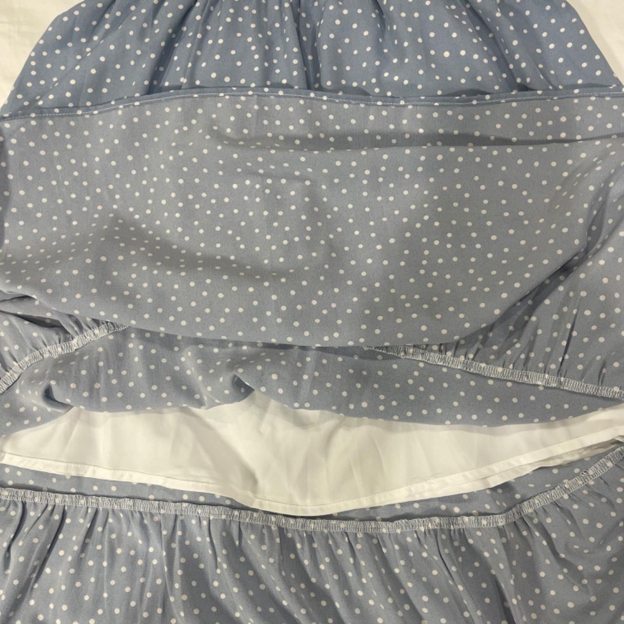 light blue polka dot maxi skirt - Depop
