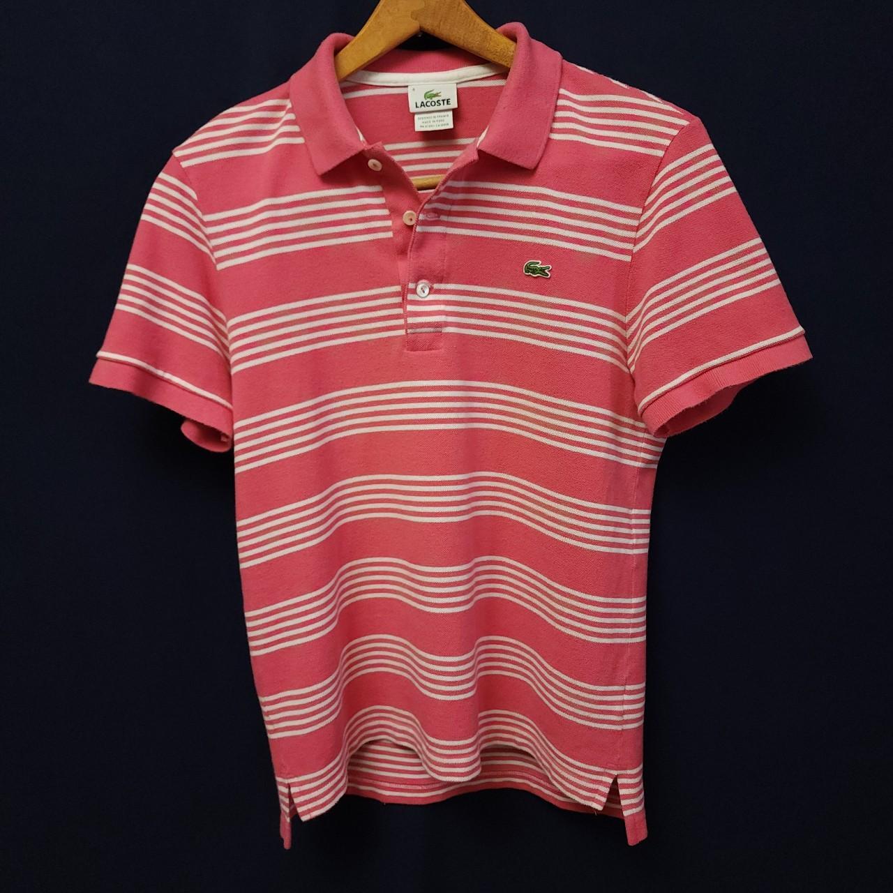 Lacoste Men's White and Pink Polo-shirts | Depop