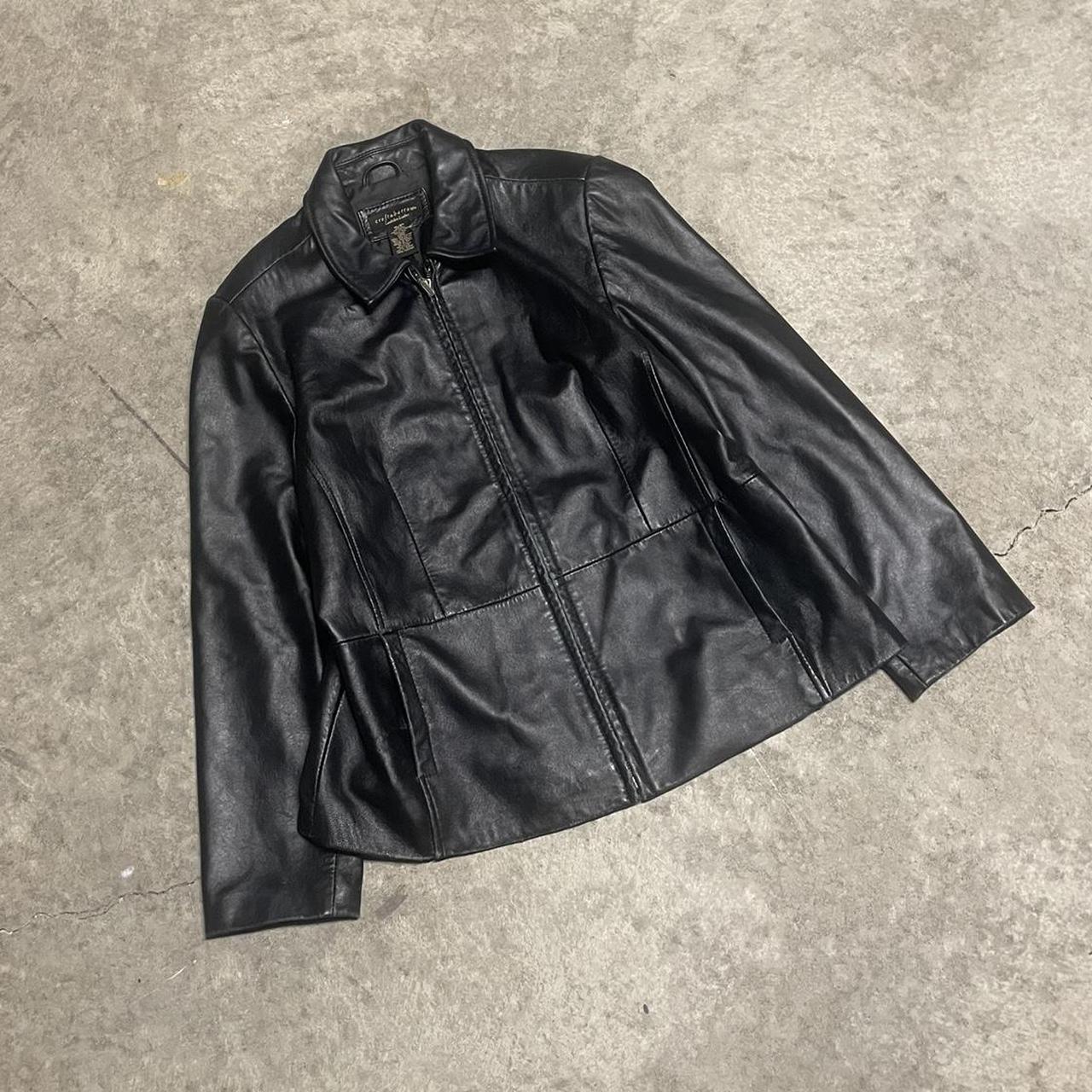 Vintage leather jacket black Y2K Bella Hadid Size... - Depop