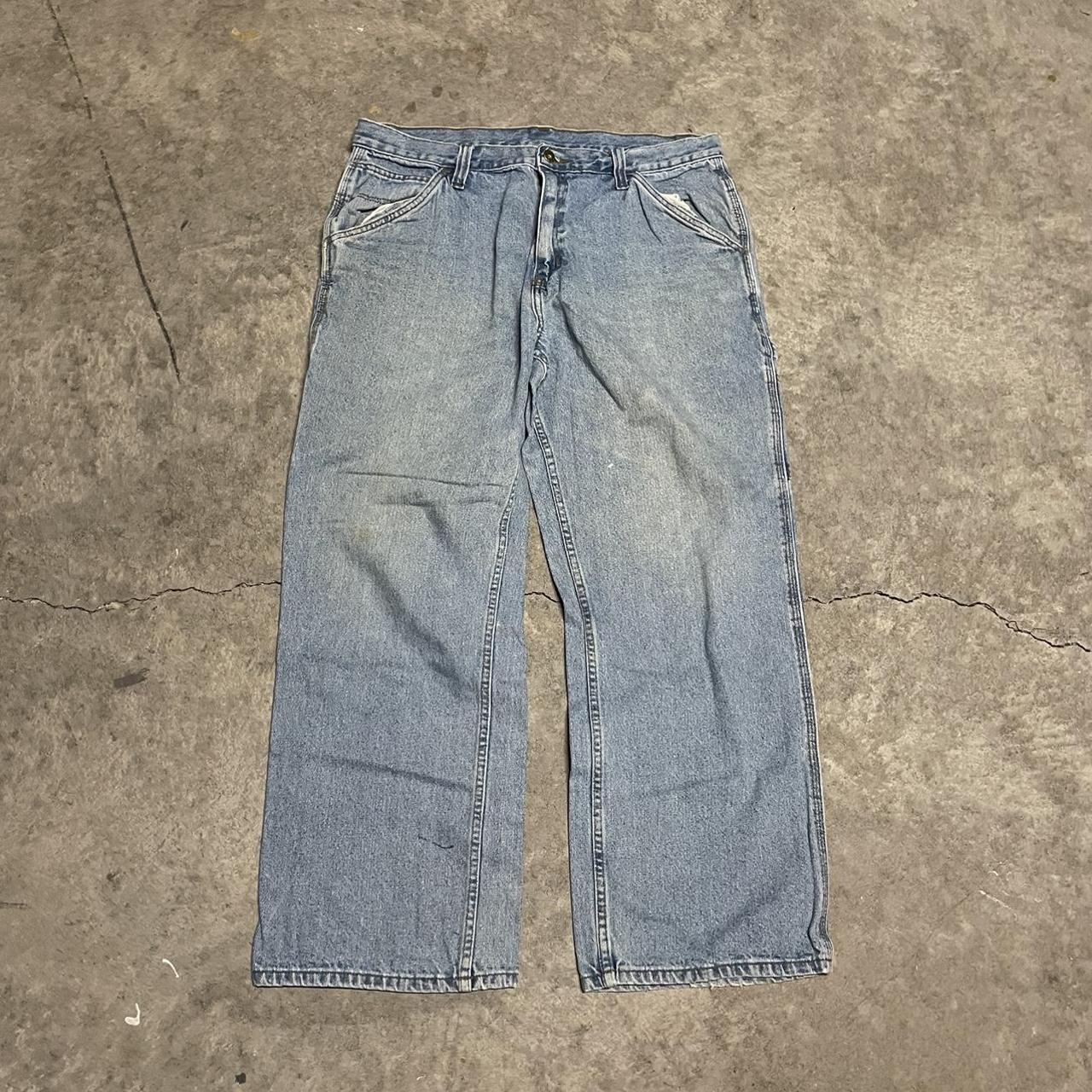 Vintage wide leg carpenter jeans Size 36x30 Message... - Depop