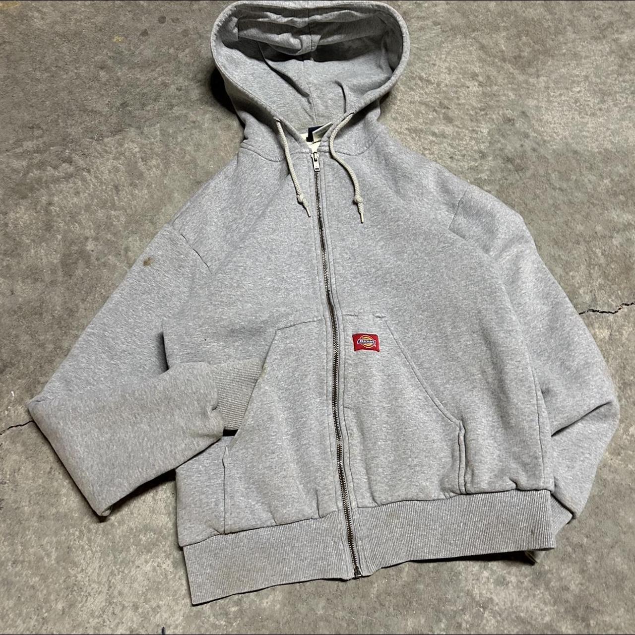 Vintage dickies zip up hoodie grey Thermal lining... - Depop