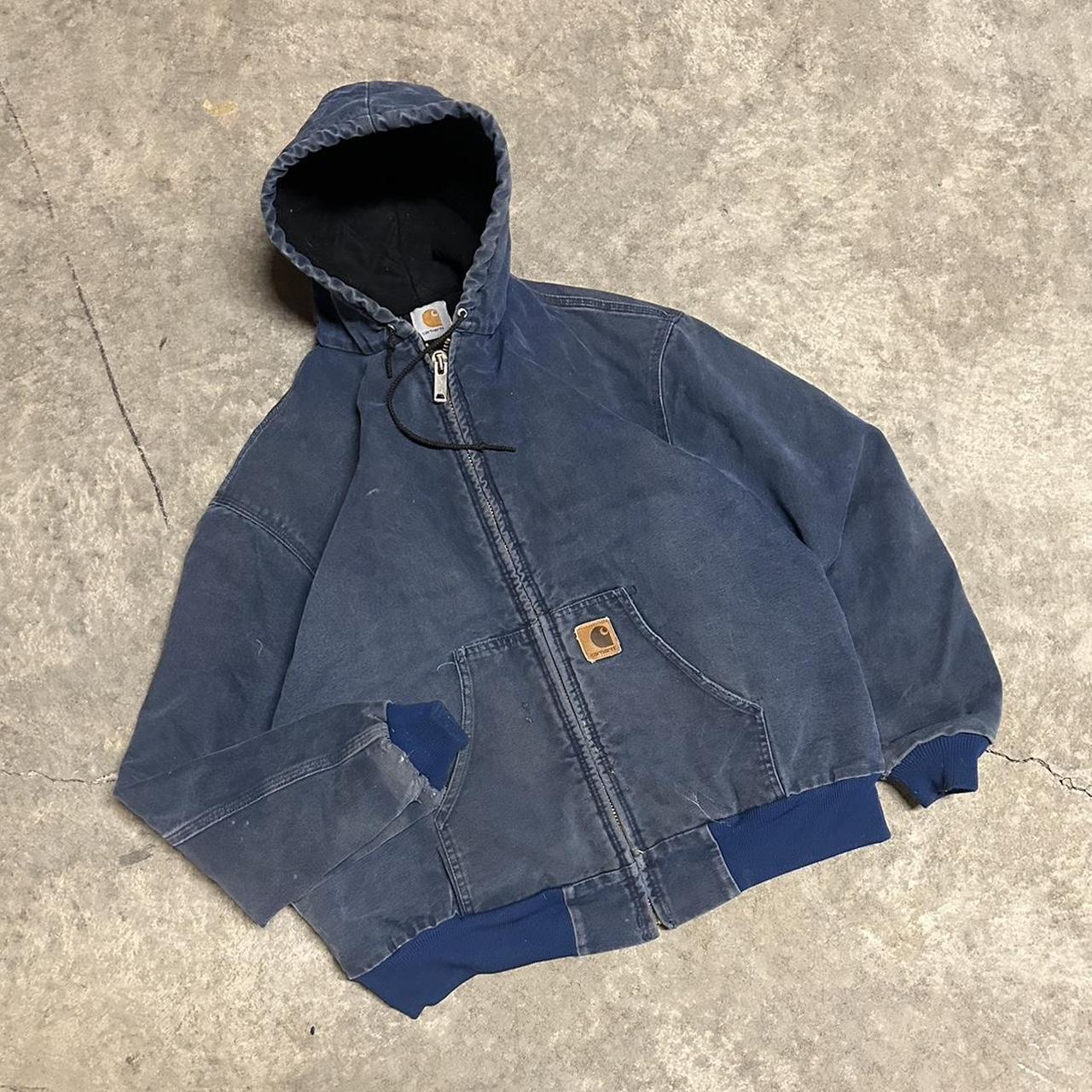 Vintage Carhartt Jacket blue Boxy... - Depop