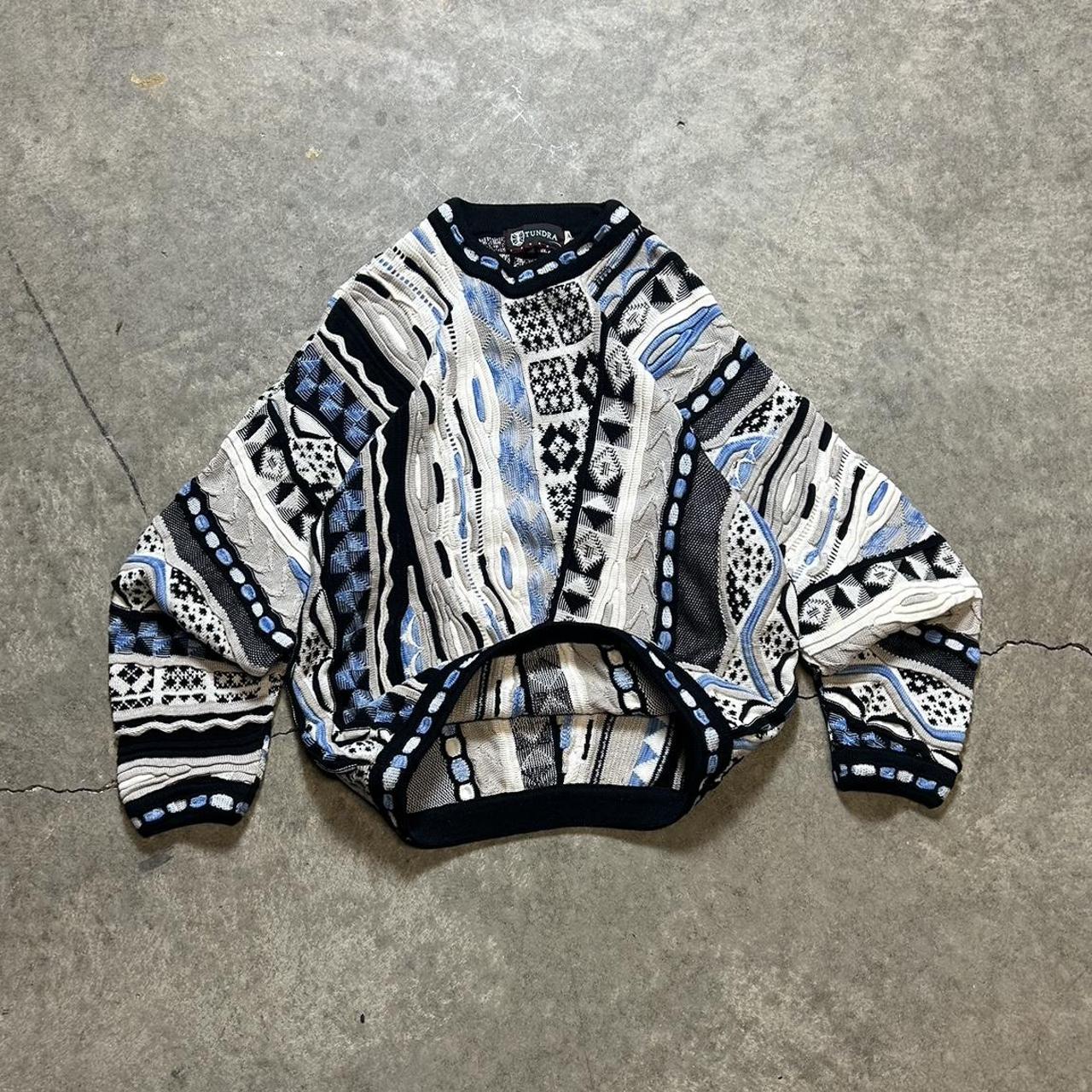 Vintage Tundra 3D sweater blue white black Coogi... - Depop