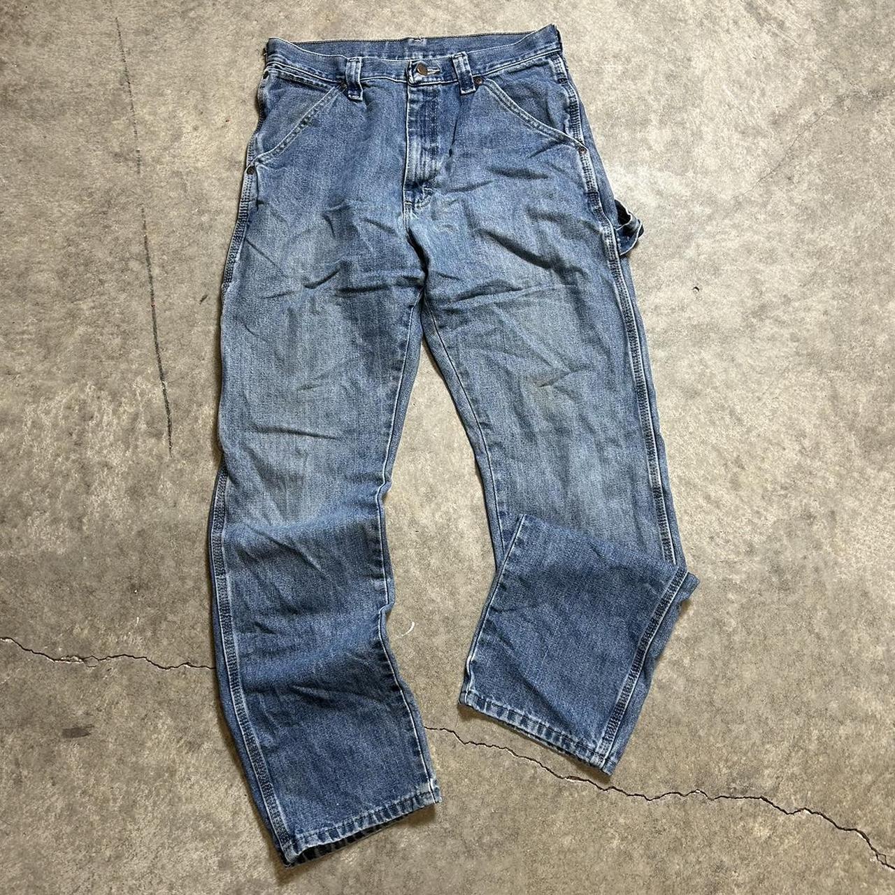 Vintage wrangler carpenter jeans blue Baggy... - Depop