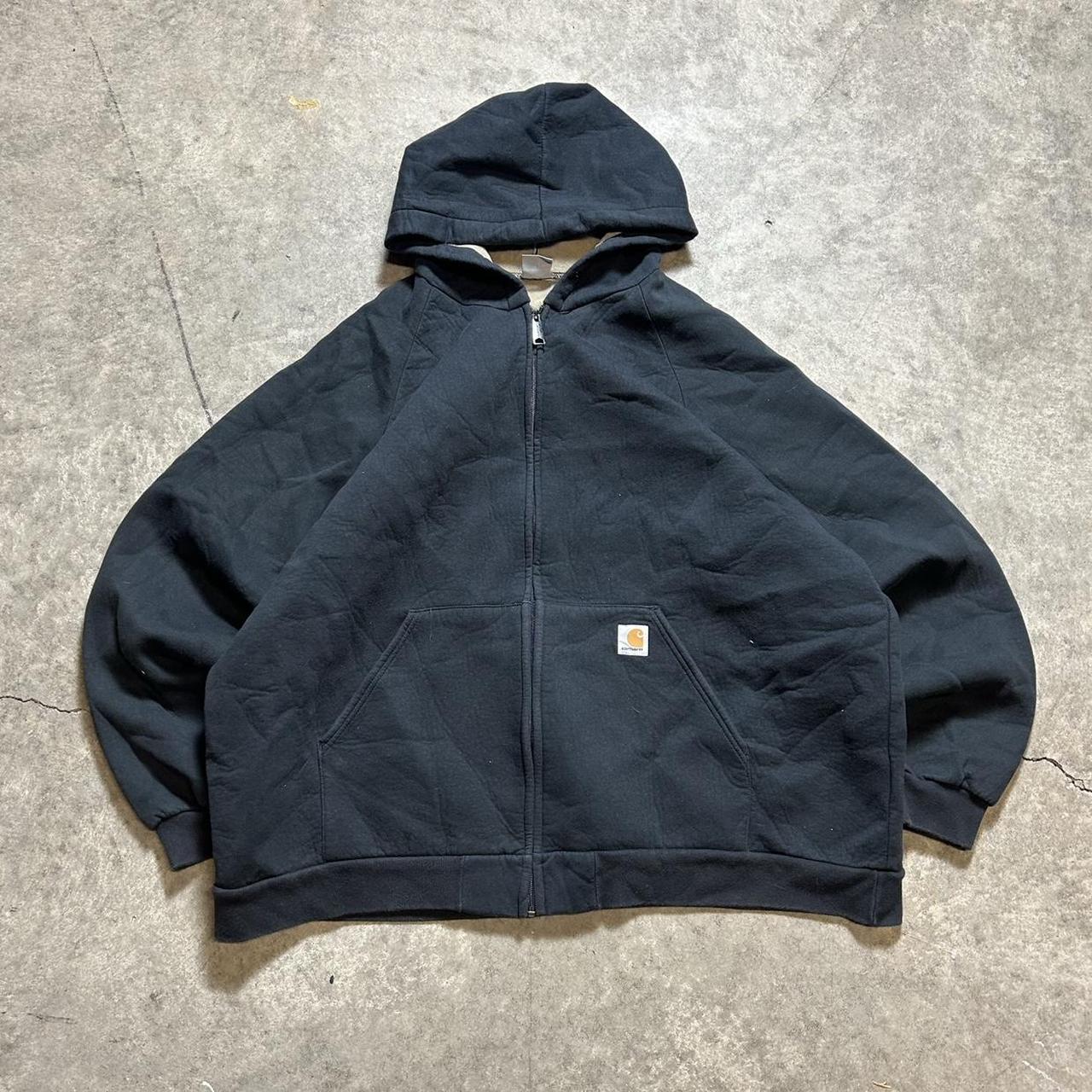 Vintage Carhartt zip up jacket black Boxy Super... - Depop