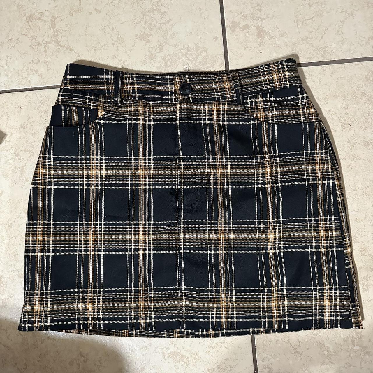 Black and gold white plaid clearance skirt