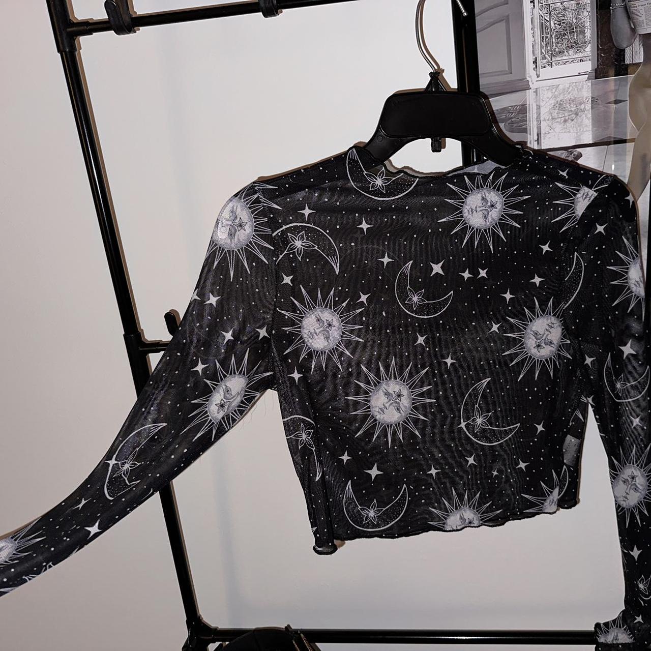 Sheer long sleeve crop top 🌕🌞 #moon #sun #astrology... - Depop