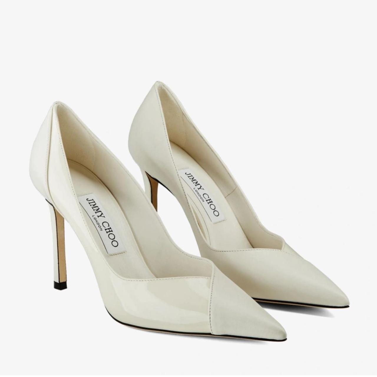 Jimmy Choo White/Off-white two tone Leather & Patent | Depop