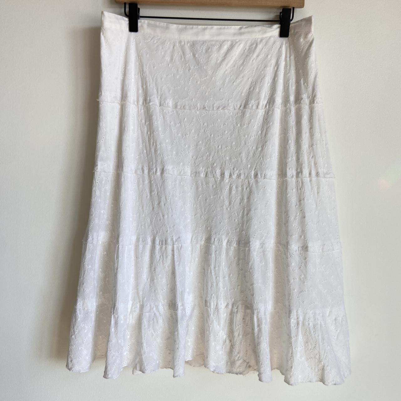 Preloved Women's Midi Skirt - White - L – White C… - image 1