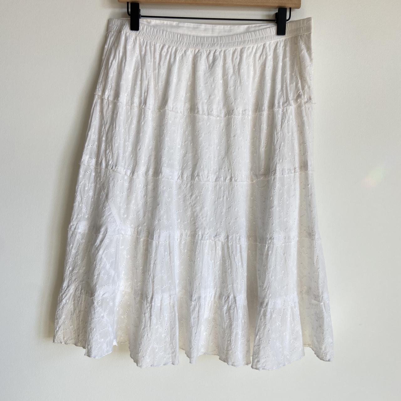 Preloved Women's Midi Skirt - White - L – White C… - image 2
