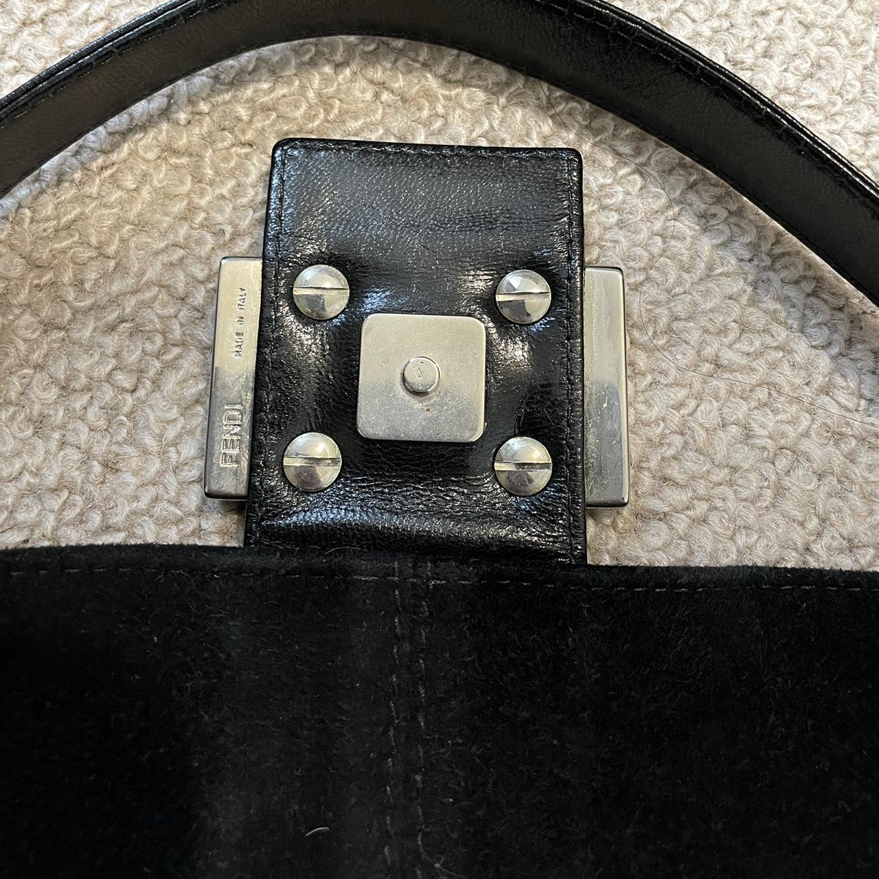 Genuine Fendi baguette bag, black suede leather with... - Depop