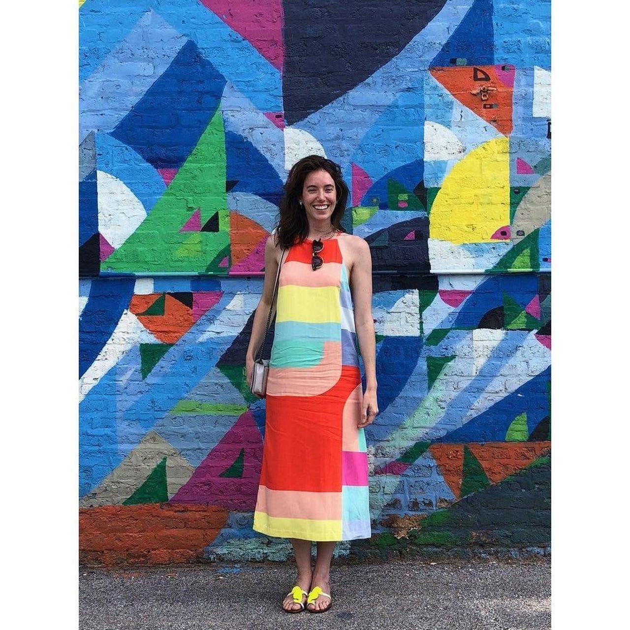 Mara Hoffman Colorblock midi slip shift dress size... - Depop