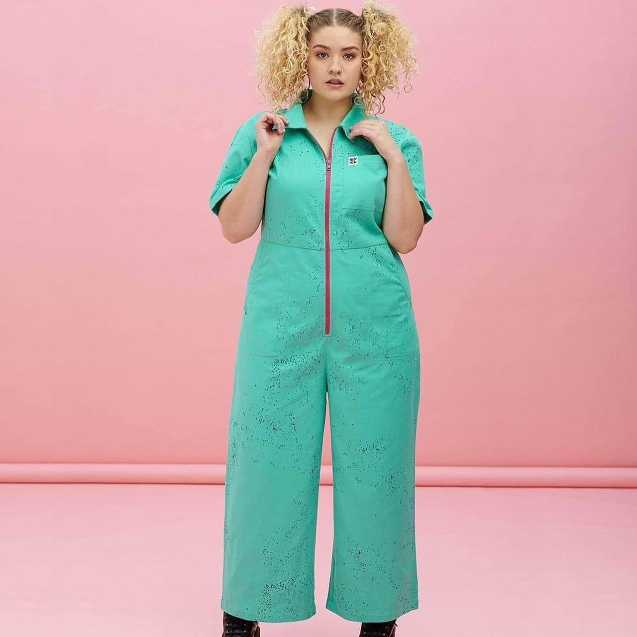 lucy & yak teal w/ black splatter ragan... Depop