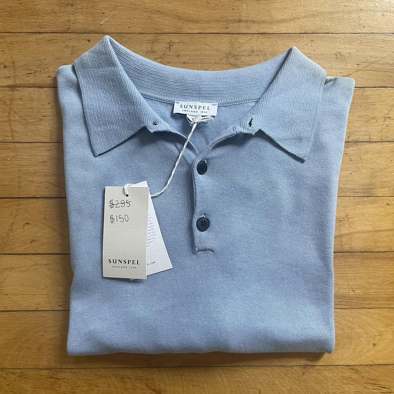 Sunspel polo light blue New with tags Size XL 100%... - Depop