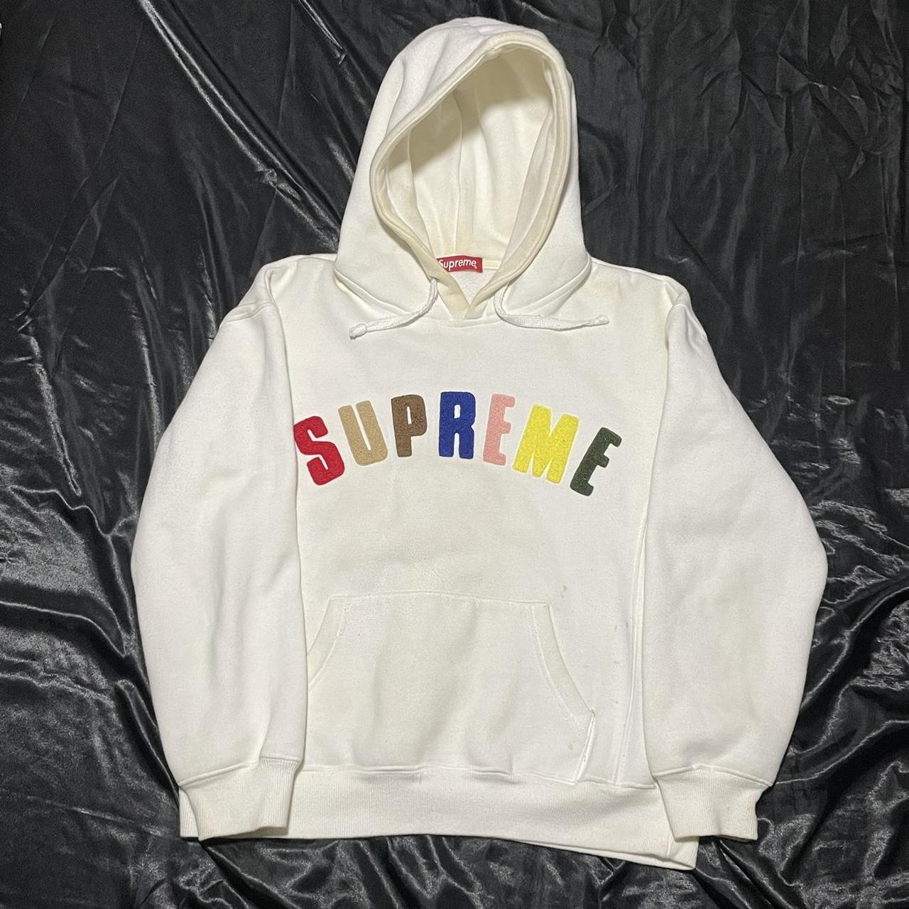 White Supreme Heavyweight Hoodie, Super beat, Size S - Depop