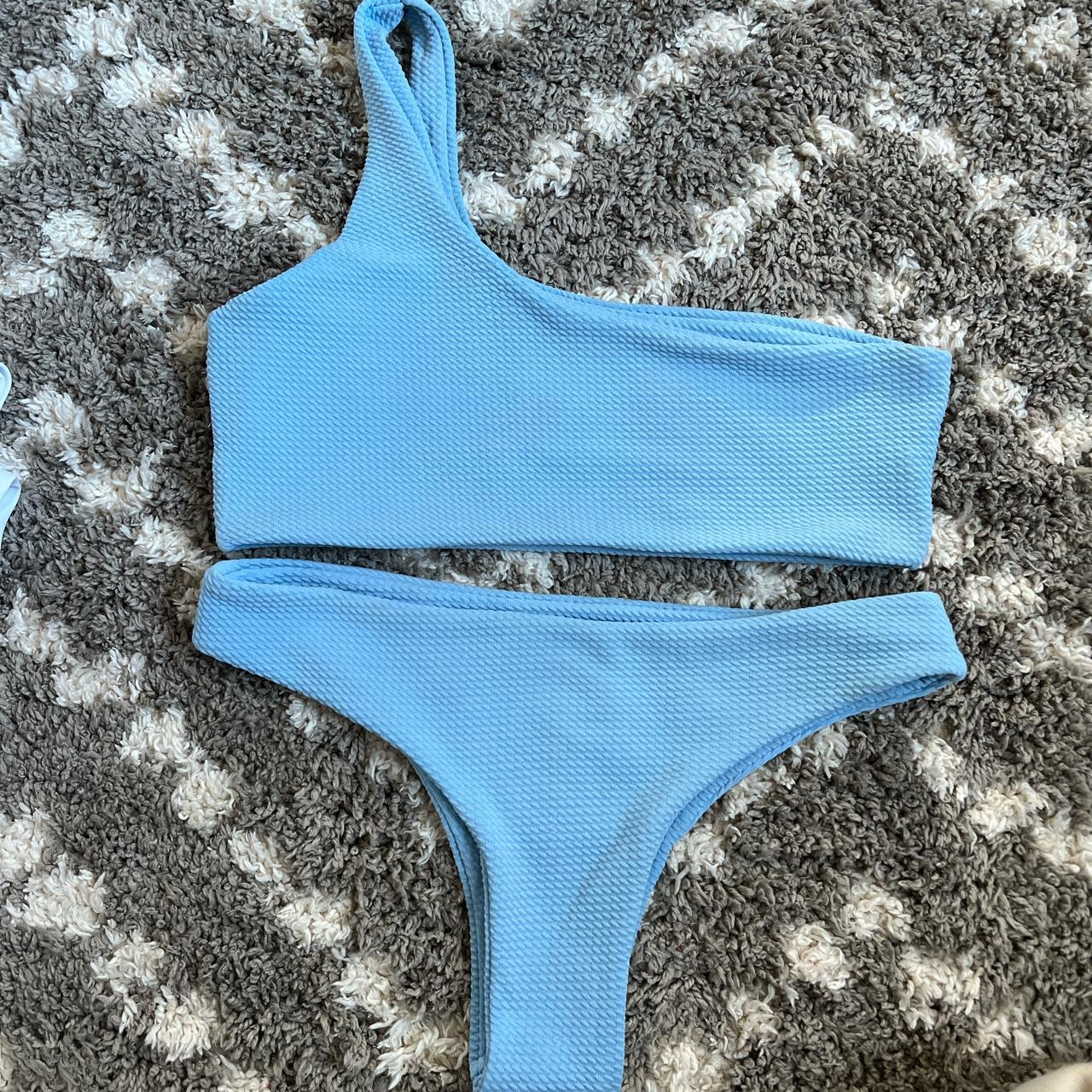 Blue One Shoulder Bikini Free shipping on swim... - Depop