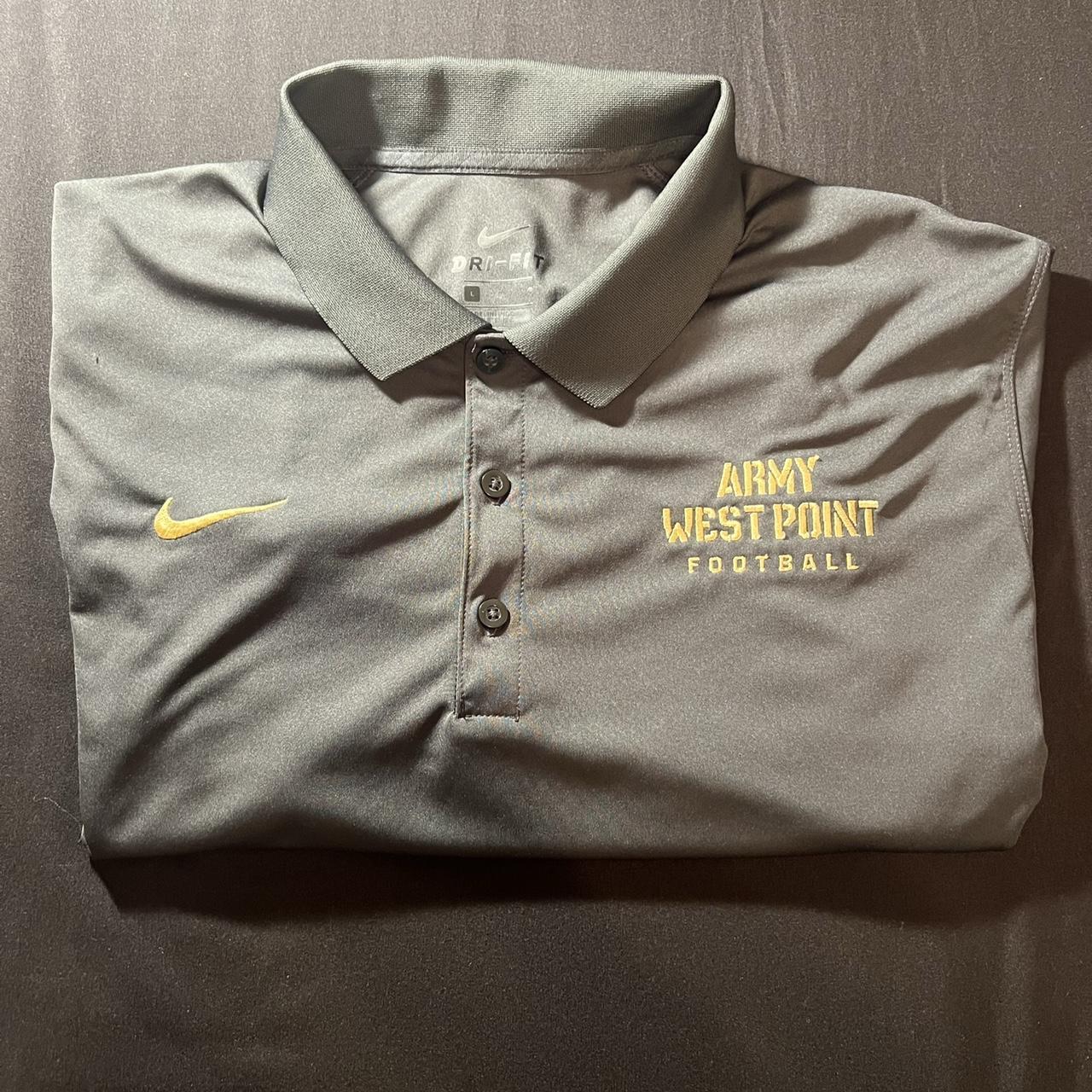 L Grey Nike Army West Point Football Polo Shirt - Depop
