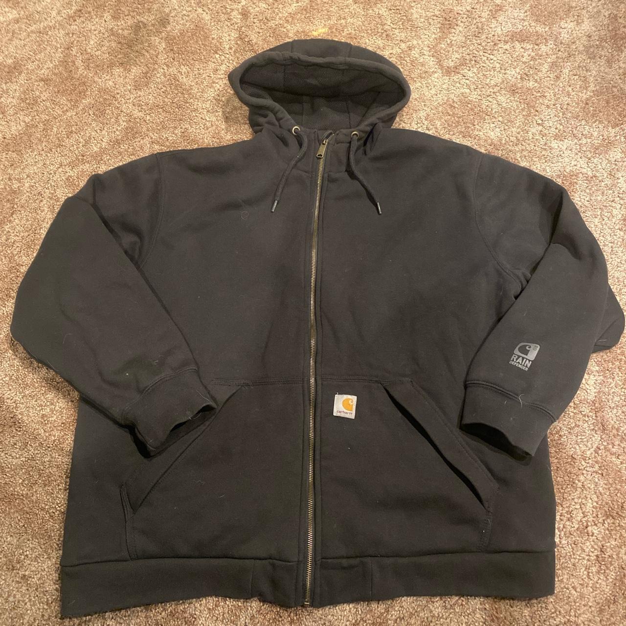 Carhart zip up jacket rain defender Width: 27.5... - Depop