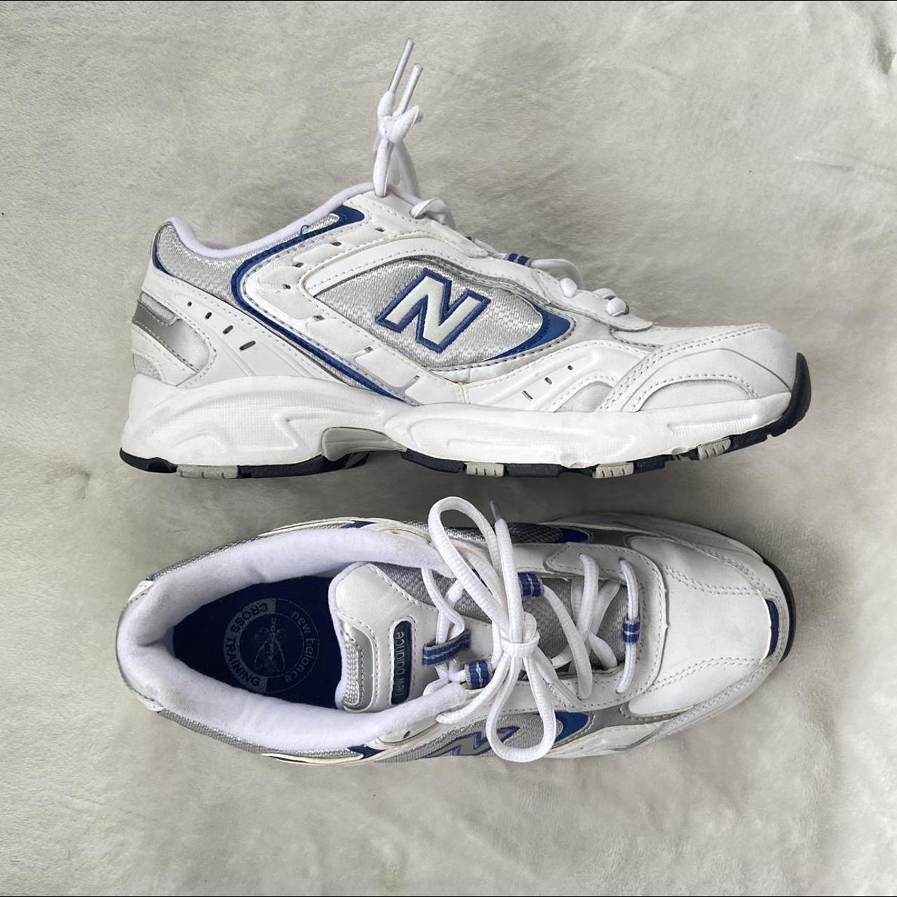 new balance 452s ☆ white and blue detailing size... - Depop