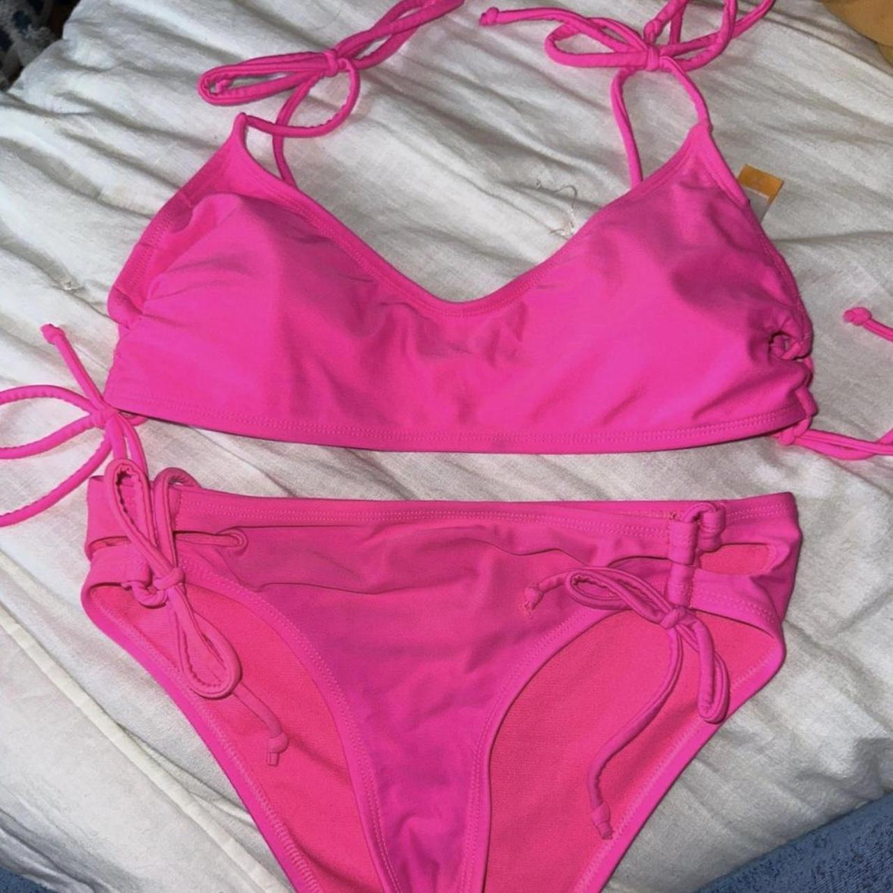 neon pink bathing suit barely worn medium... Depop