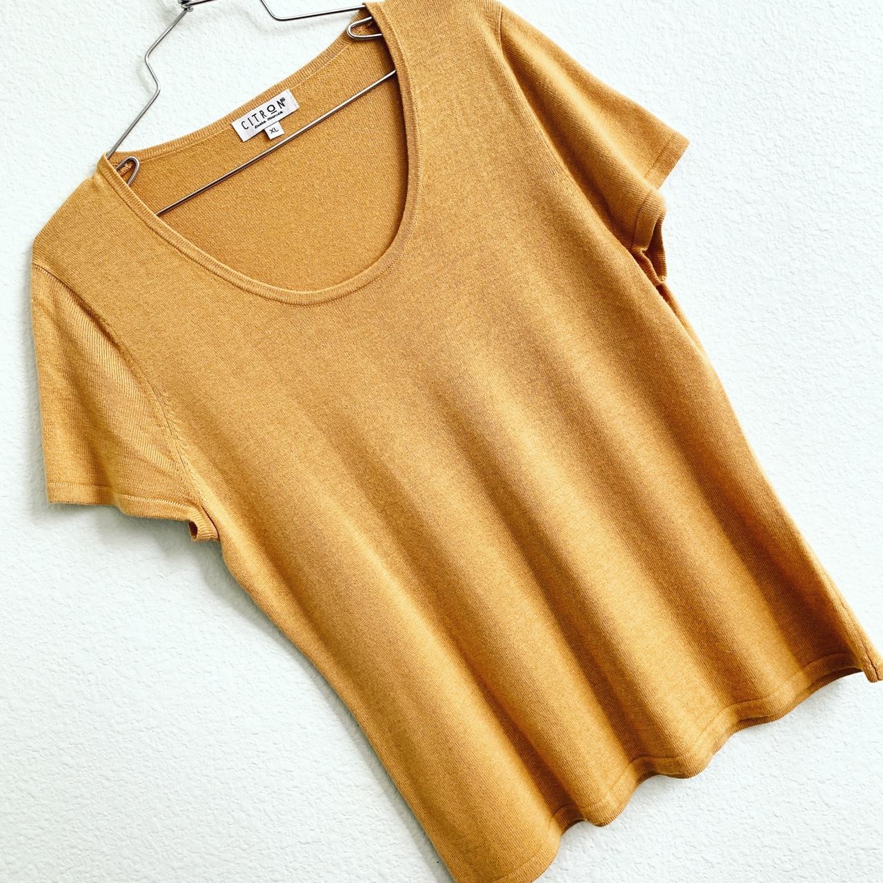 CITRON of Santa Monica cashmere soybean short sleeve sweater top store mustard XL