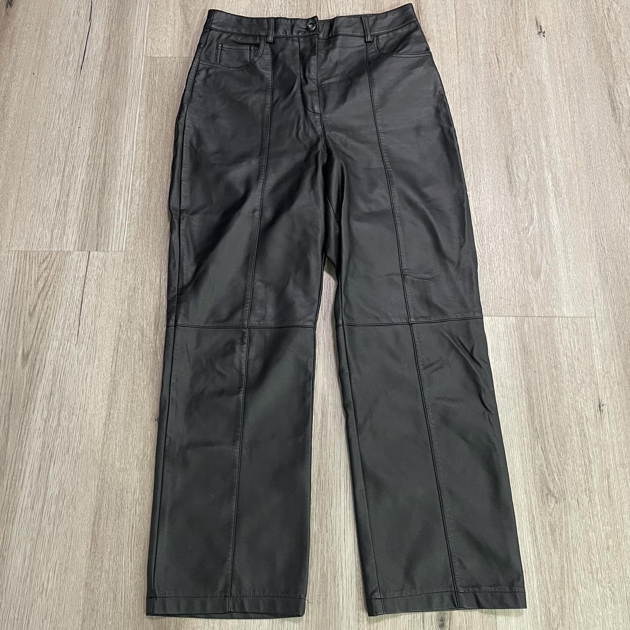 Faux Leather Glassons Pants with Top Stitching... Depop