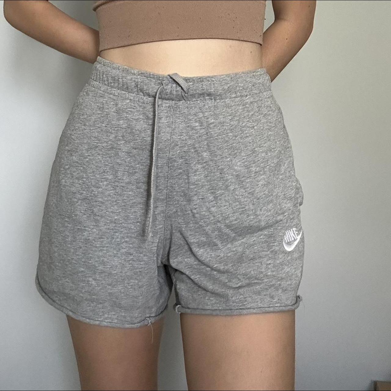 tan nike sweat shorts