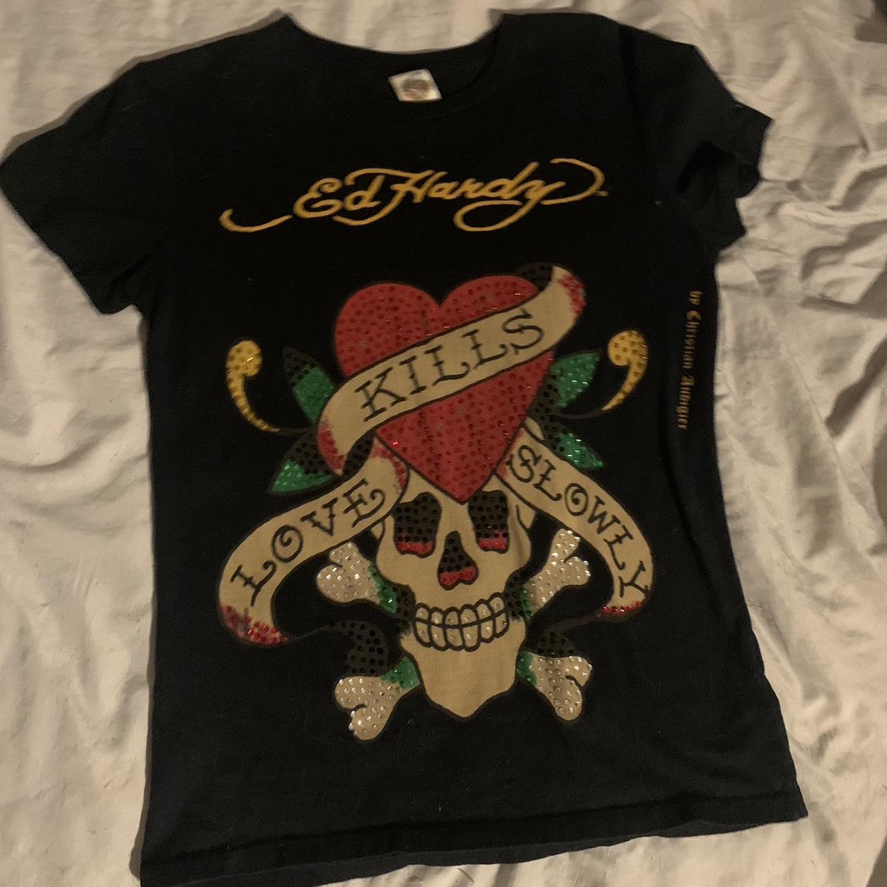 Ed Hardy Women S T Shirt Depop   P0 