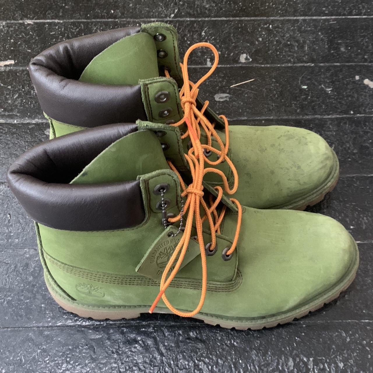 olive green timbs mens