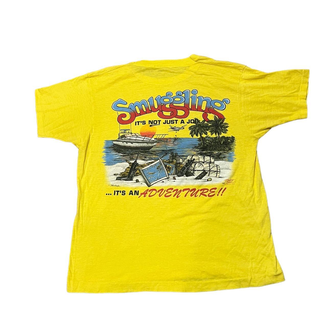 Vintage 80s Florida Smuggling Screen Stars yellow... - Depop