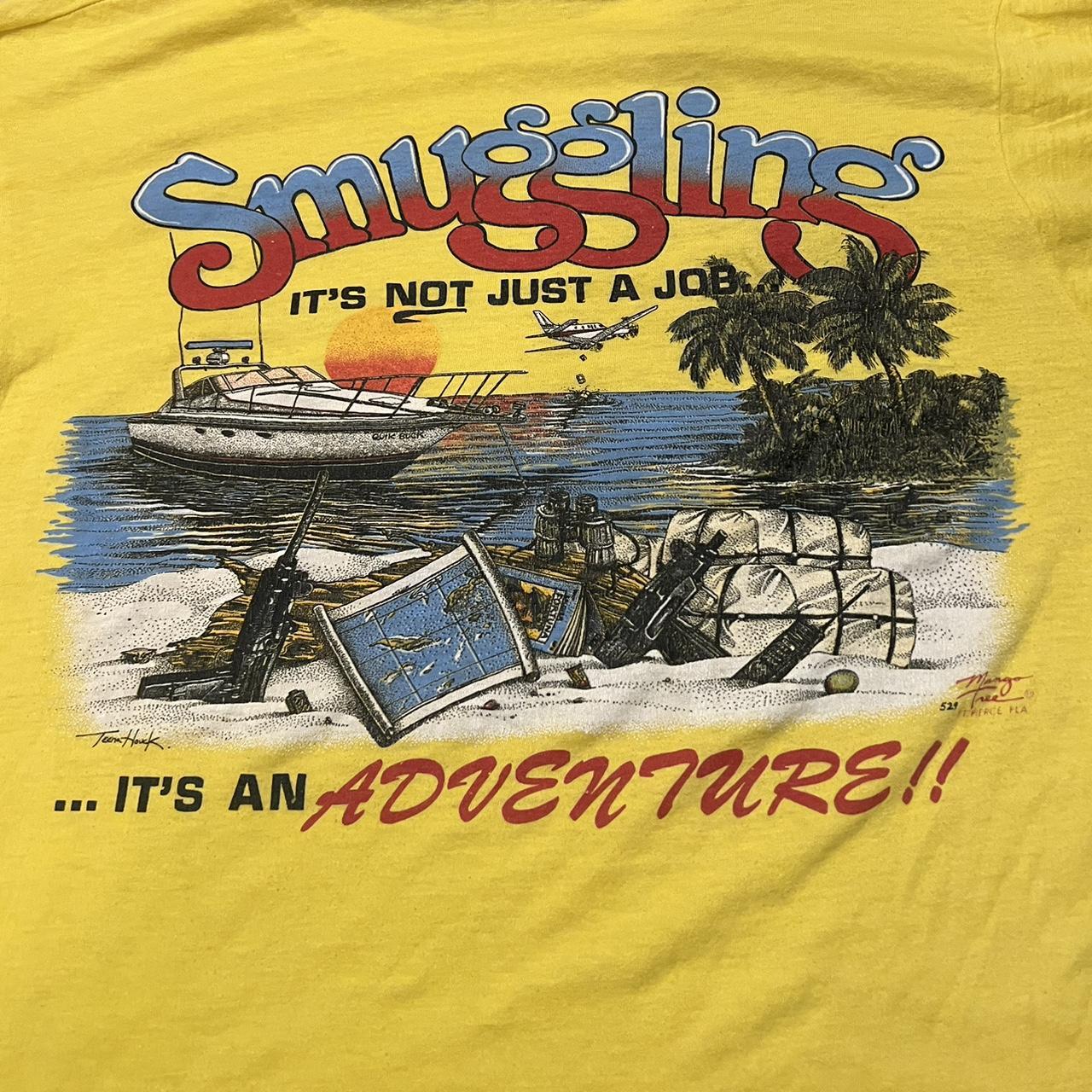 Vintage 80s Florida Smuggling Screen Stars yellow... - Depop