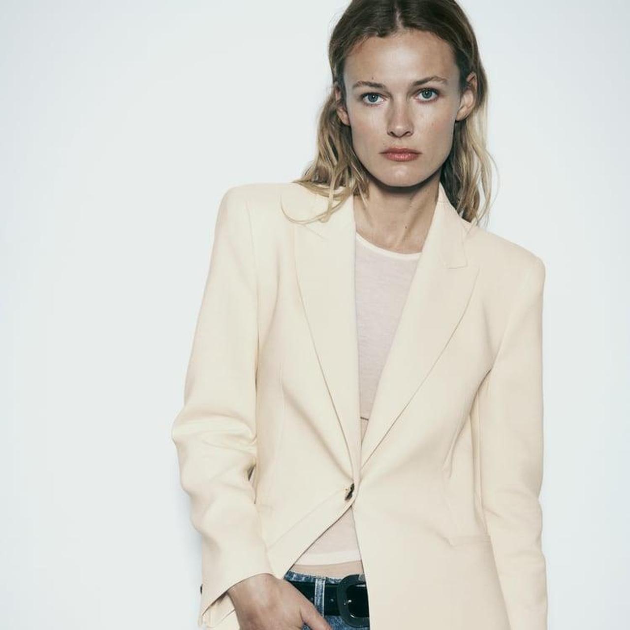 Long cream blazer sale